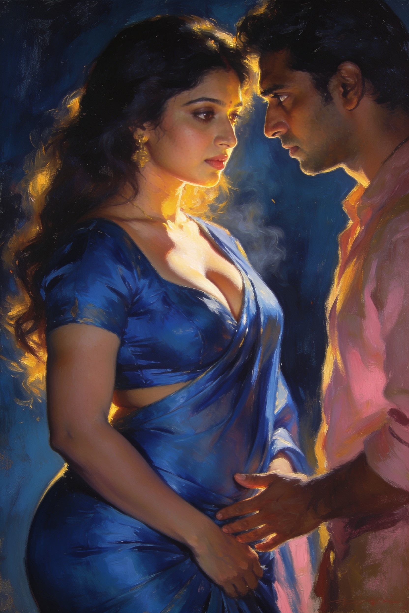 Rekindled Love in Blue Silk Saree